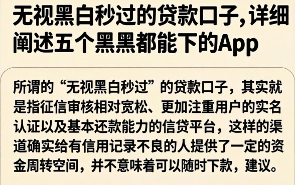 无视黑白秒过的贷款口子，详细阐述五个黑户都能下的app