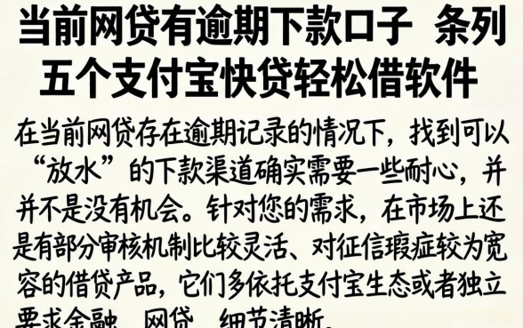当前网贷有逾期下款口子,条列五个支付宝快贷轻松借软件
