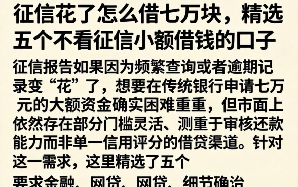 征信花了怎么借七万块，精选五个不看征信小额借钱的口子