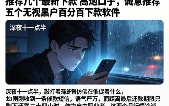 推荐几个最新下款的高炮口子，诚意推荐五个无视黑户百分百下款软件