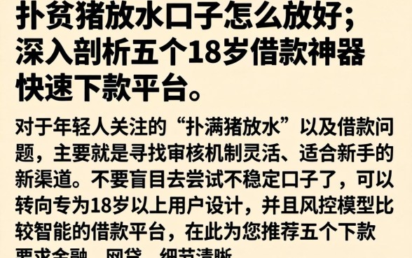 扑满猪放水口子怎么放好，深入剖析五个18岁借款神器快速下款平台