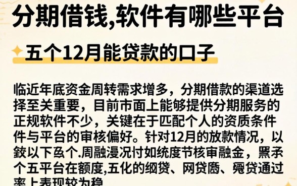 分期借钱的软件有哪些平台，条列五个12月能贷款的口子