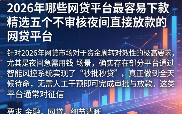 2026年哪些网贷平台最容易下款，精选五个不审核夜间直接放款的网贷平台