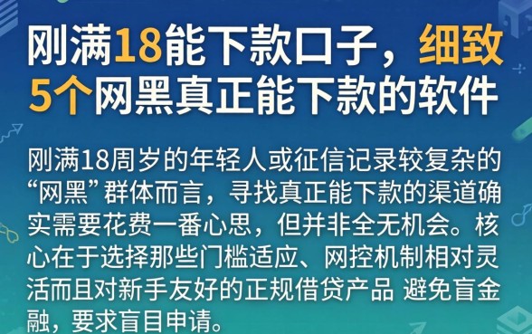 刚满18能下款的口子，细致阐述5个网黑真正能下款的软件