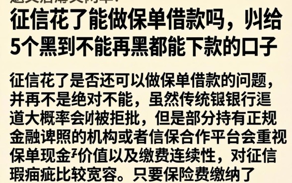 征信花了能做保单借款吗，归纳5个黑到不能再黑都能下款的口子