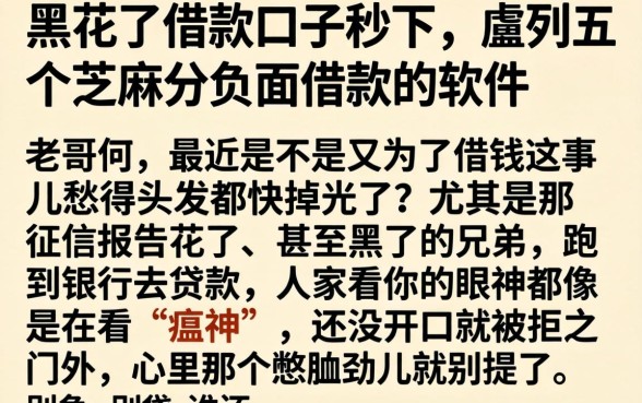 黑花了借款口子秒下，胪列五个芝麻分负面借款的软件