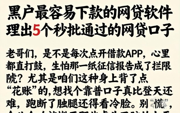 黑户最容易下款的网贷软件，理出5个秒批通过的网贷口子