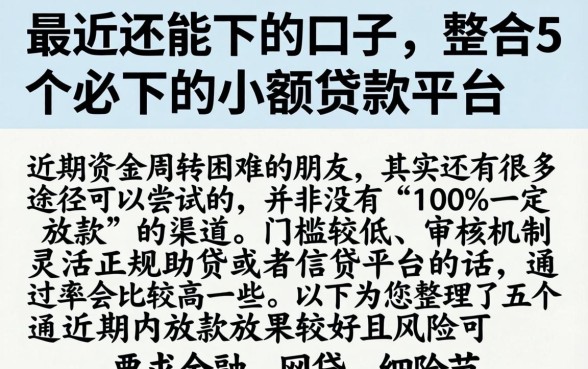 最近还能下的口子，整合5个必下的小额贷款平台