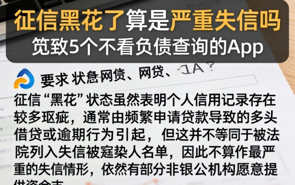 征信黑花了算是严重失信吗，规整5个不看负债查询的app