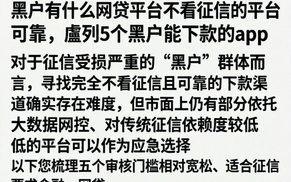 黑户有什么网贷平台不看征信的平台可靠，胪列5个黑户能下款的app