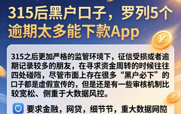 315后黑户口子，罗列5个逾期太多能下款app