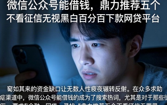 微信公众号能借钱的，鼎力推荐五个不看征信无视黑白百分百下款网贷平台