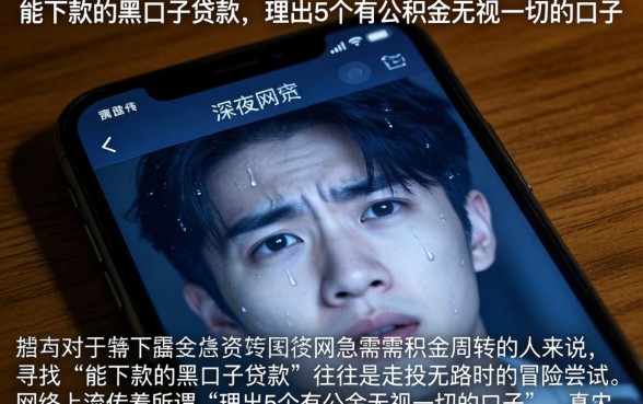 能下款的黑口子贷款,理出5个有公积金无视一切的口子