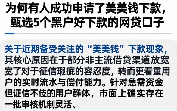 为何有人成功申请了美美钱下款，甄选5个黑户好下款的网贷口子