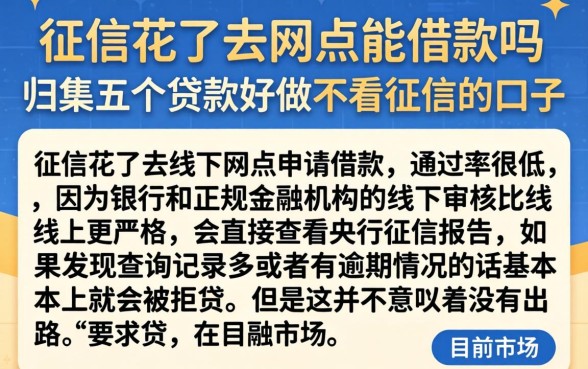 征信花了去网点能借款吗，归集五个贷款好做不看征信的口子
