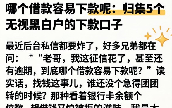 哪个借款容易下款呢，归集5个无视黑白户的下款口子