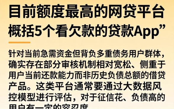 目前额度最高的网贷平台，概括5个不看欠款的贷款app