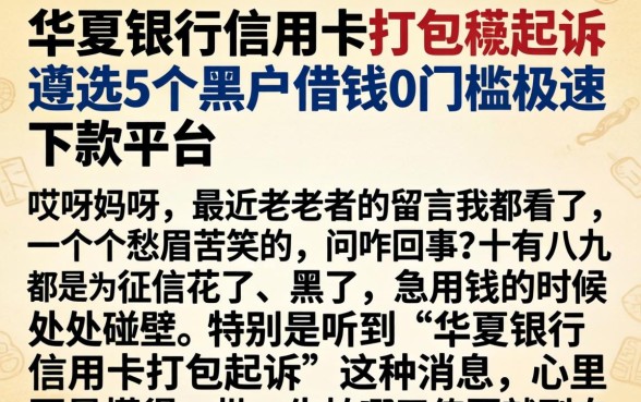 华夏银行信用卡打包起诉，遴选5个黑户借钱0门槛极速下款平台