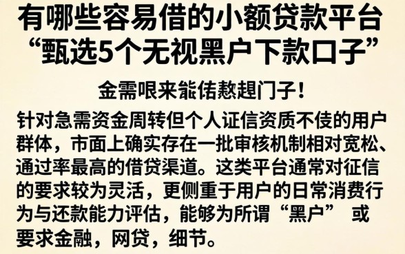 有哪些容易借的小额贷款平台，甄选5个无视黑户下款口子