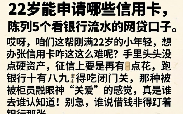 22岁能申请哪些信用卡，陈列5个看银行流水的网贷口子