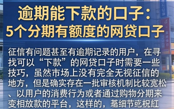 逾期能下款的口子，概括5个分期有额度的网贷口子