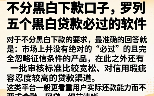 不分黑白下款的口子，罗列五个黑白贷款必过的软件