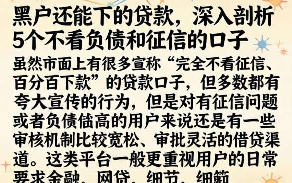 黑户还能下的贷款，深入剖析5个不看负债和征信的口子