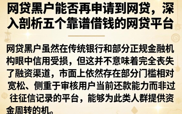 网贷黑户能否再申请到网贷，深入剖析五个靠谱借钱的网贷平台