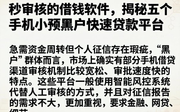 秒审核的借钱软件,揭秘五个手机小额黑户快速贷款平台