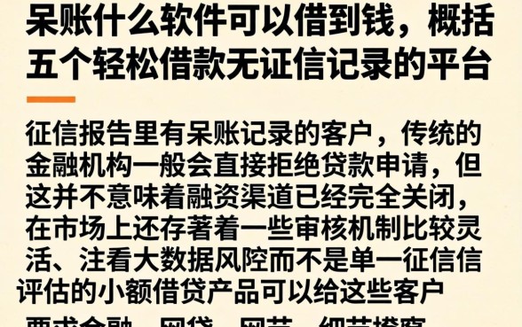 呆账什么软件可以借到钱，概括五个轻松借款无征信记录的平台