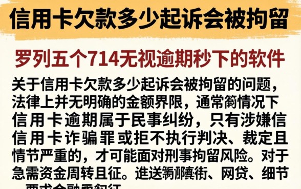 信用卡欠款多少起诉会被拘留,罗列五个714无视逾期秒下的软件