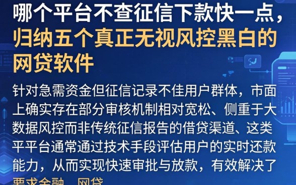 哪个平台不查征信下款快一点，归纳五个真正无视风控黑白的网贷软件