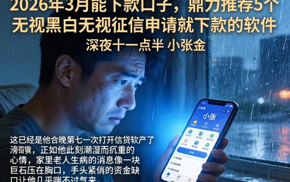 2026年3月能下款的口子，鼎力推荐5个无视黑白无视征信申请就下款的软件
