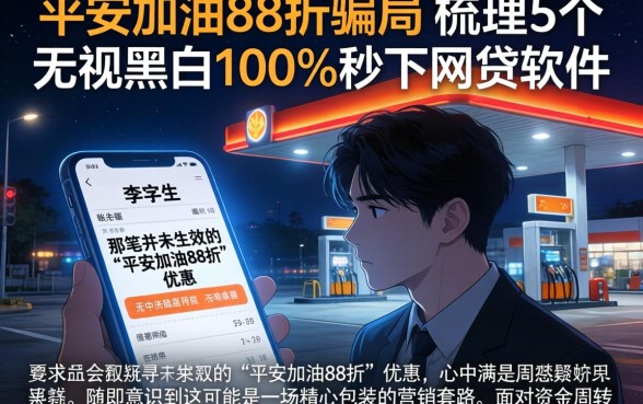 平安加油88折骗局，梳理5个无视黑白100%秒下网贷软件