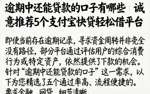 逾期中还能贷款的口子有哪些，诚意推荐5个支付宝快贷轻松借平台