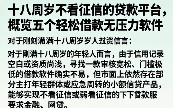 十八周岁不看征信的贷款平台,概览五个轻松借款无压力软件