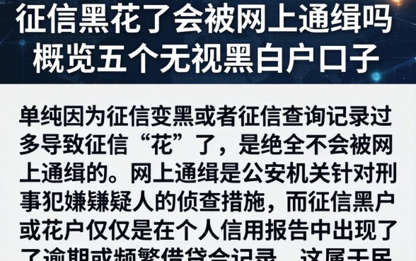 征信黑花了会被网上通缉吗，概览五个无视黑白户口子