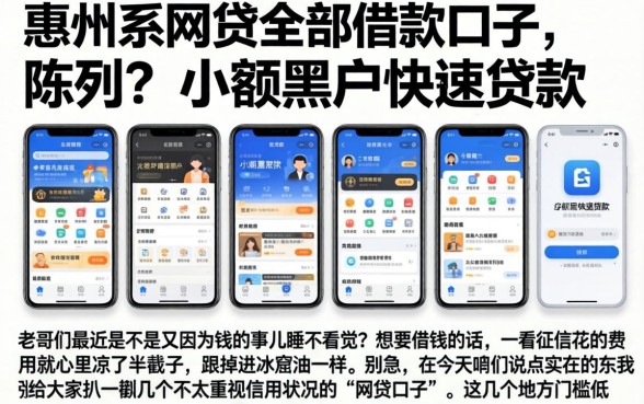 惠州系网贷全部借款口子，陈列五个手机小额黑户快速贷款软件