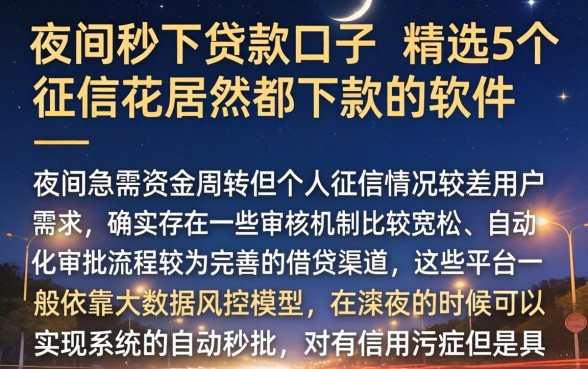 夜间秒下贷款的口子，精选5个征信花居然都下款的软件
