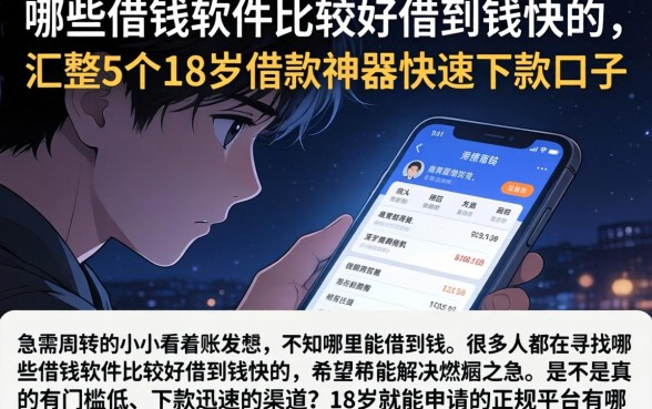 哪些借钱软件比较好借到钱快的，汇整5个18岁借款神器快速下款口子