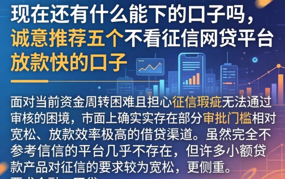 现在还有什么能下的口子吗，诚意推荐五个不看征信网贷平台放款快的口子