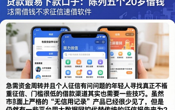 贷款最易下款的口子，陈列五个20岁借钱不求征信速借软件