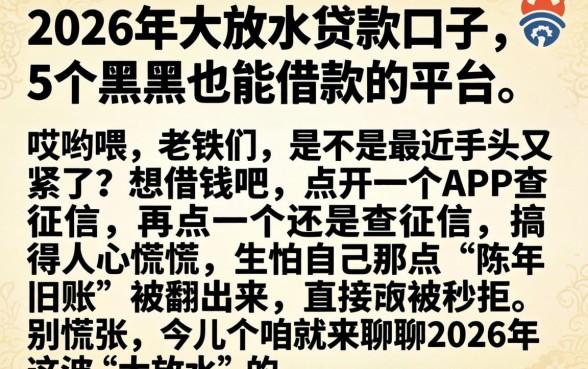 2026年大放水的贷款口子，详细阐述5个黑户也能借款的平台