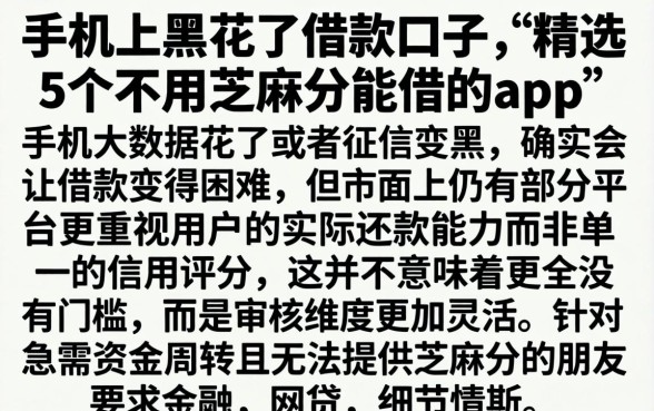 手机上黑花了借款口子，精选5个不用芝麻分能借的app