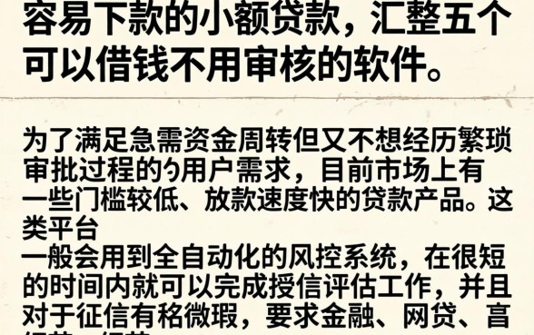 容易下款的小额贷款，汇整五个可以借钱不用审核的软件