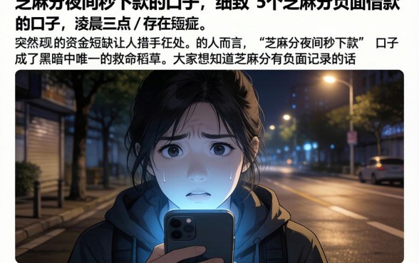 芝麻分夜间秒下款的口子，细致阐述5个芝麻分负面借款的口子