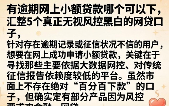 有逾期网上小额贷款哪个可以下，汇整5个真正无视风控黑白的网贷口子