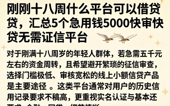 刚刚十八周什么平台可以借贷，汇总5个急用钱5000快审快贷无需征信平台