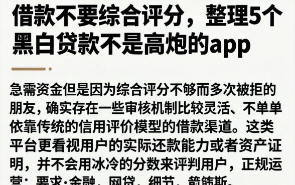 借款不要综合评分，整理5个黑白贷款不是高炮的app