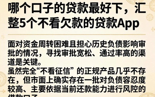 哪个口子的贷款最好下，汇整5个不看欠款的贷款app
